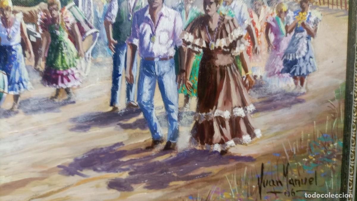 Arte: oleo sobre lienzo escena de el rocio - Foto 3