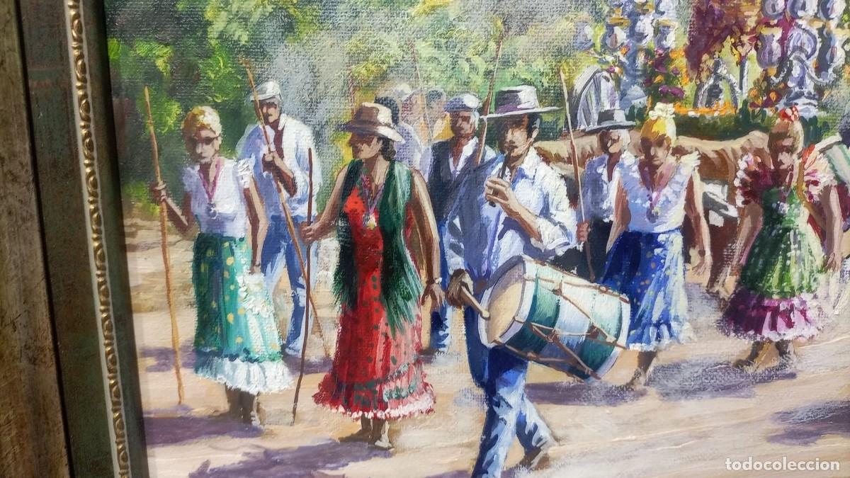 Arte: oleo sobre lienzo escena de el rocio - Foto 5