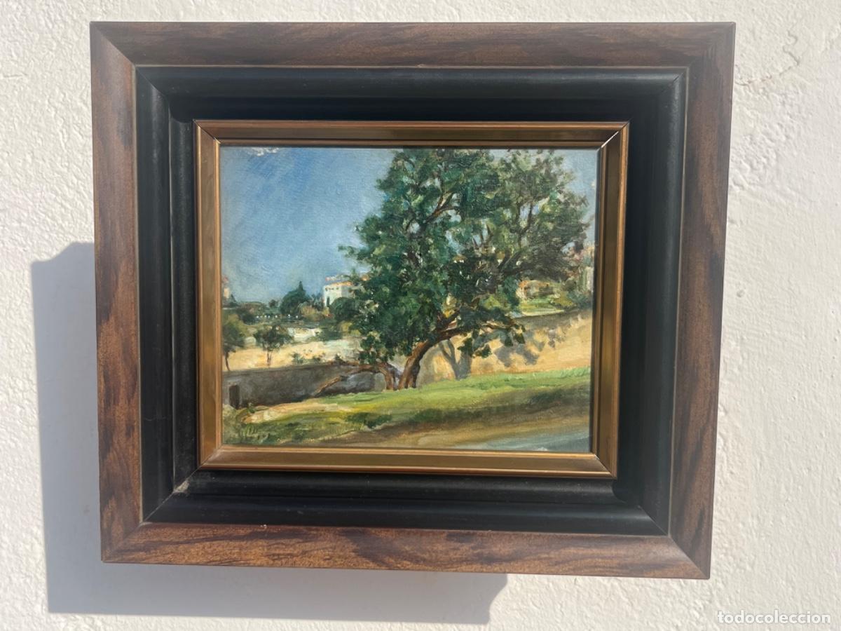 Arte: VISTA URBANA BARRIO DEL GUINARDO BARCELONA TITULADO EL GARROFER 1934 FIRMADO DESCONOZCO AUTOR.