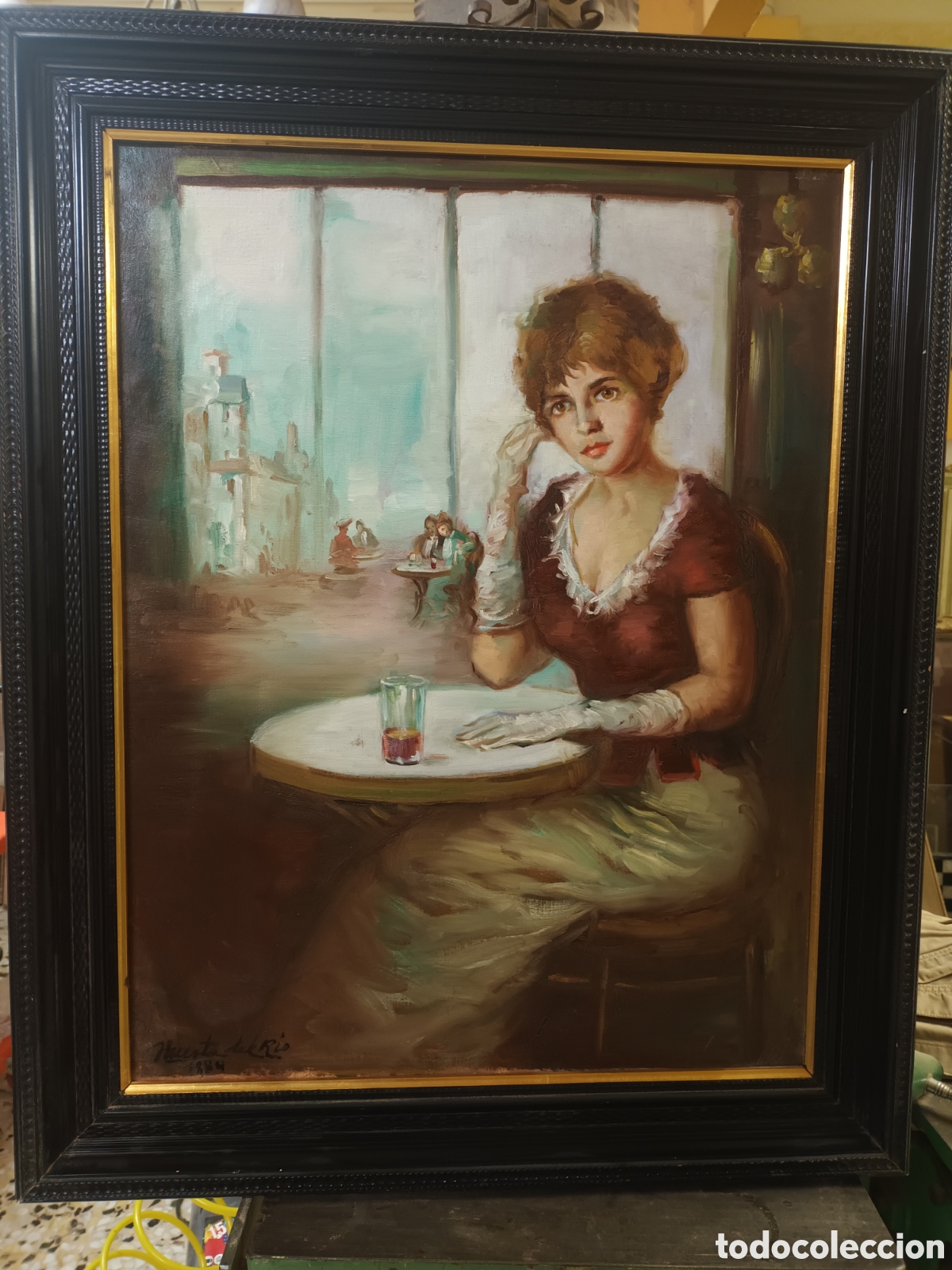 Arte: Dama en el bar con un refresco - Foto 1