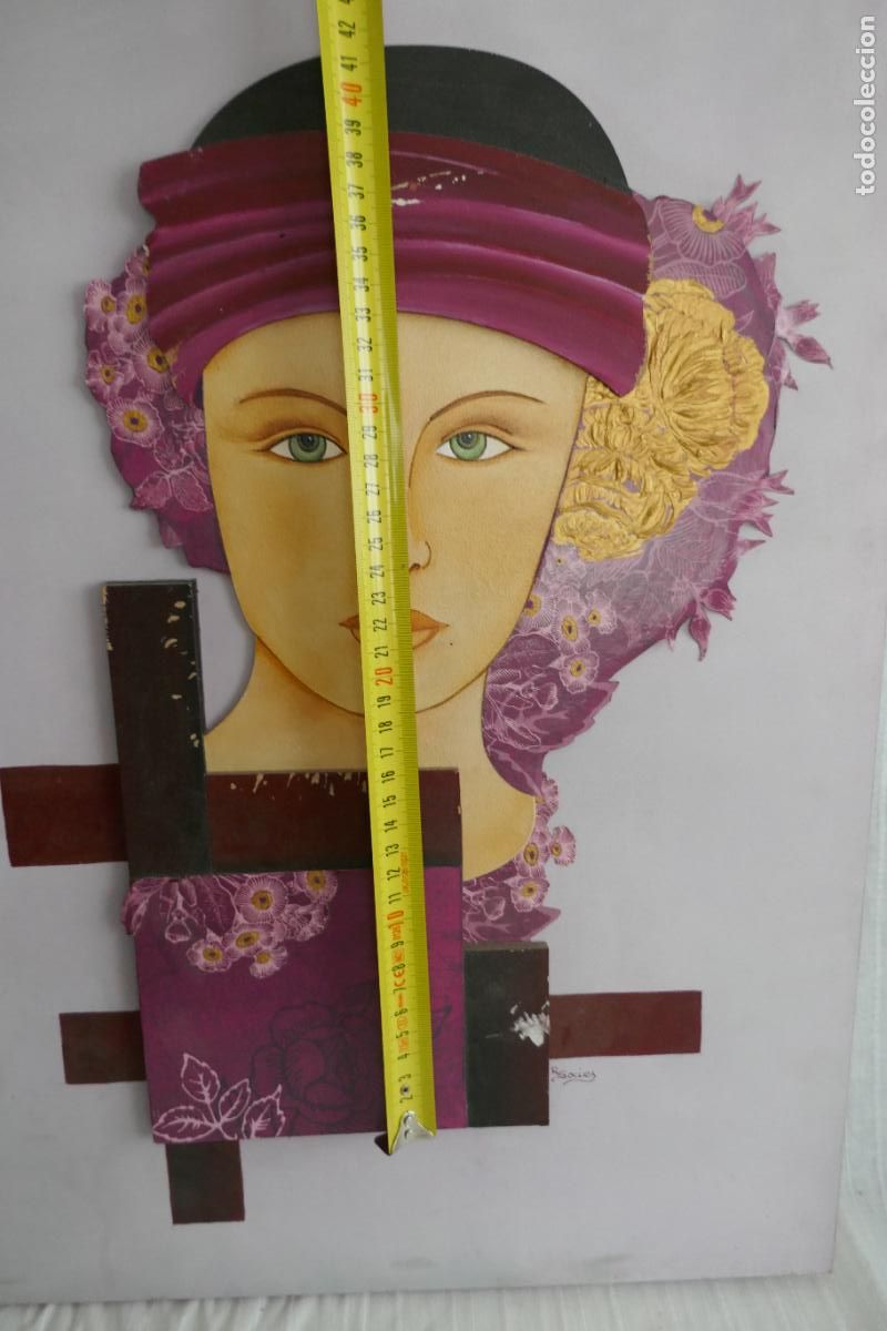 Arte: Oleo sobre tabla de una mujer. - Foto 3