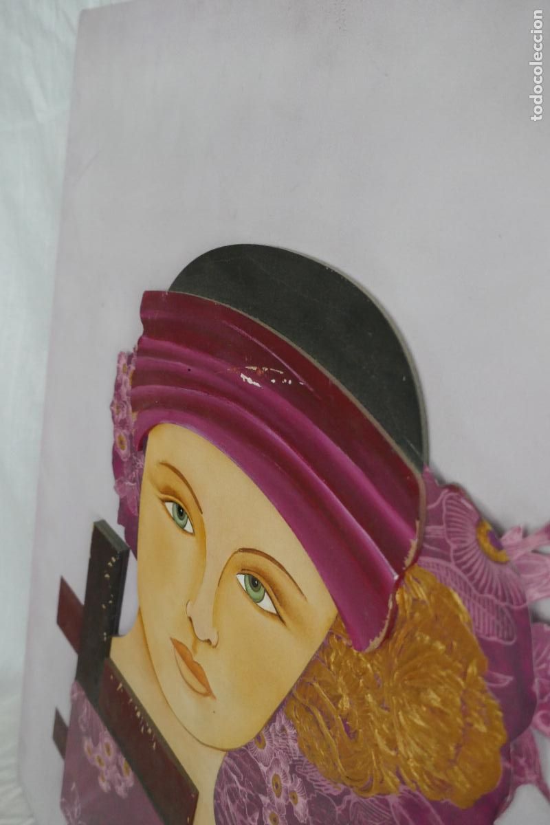 Arte: Oleo sobre tabla de una mujer. - Foto 8