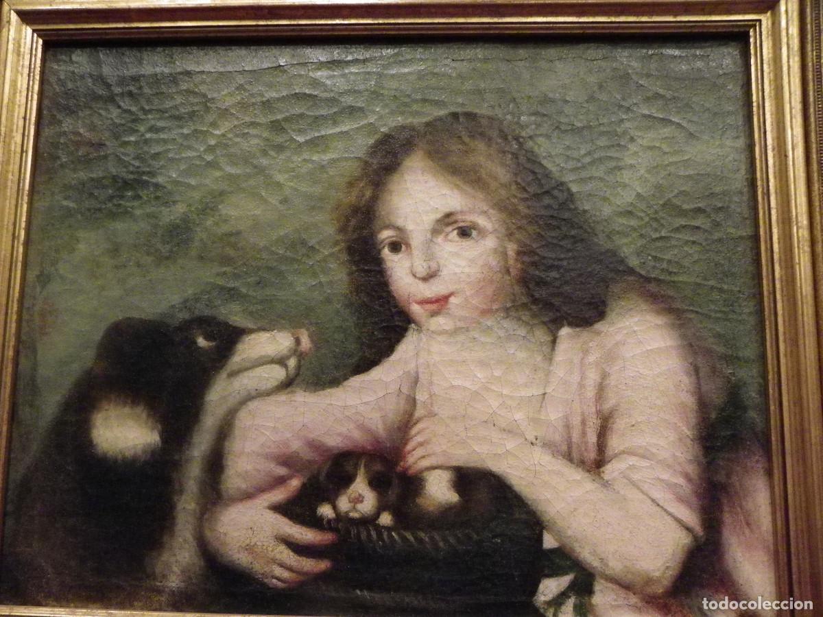 Arte: Bodeg&oacute;n S-XVIII Ni&ntilde;a con perritos - Foto 1
