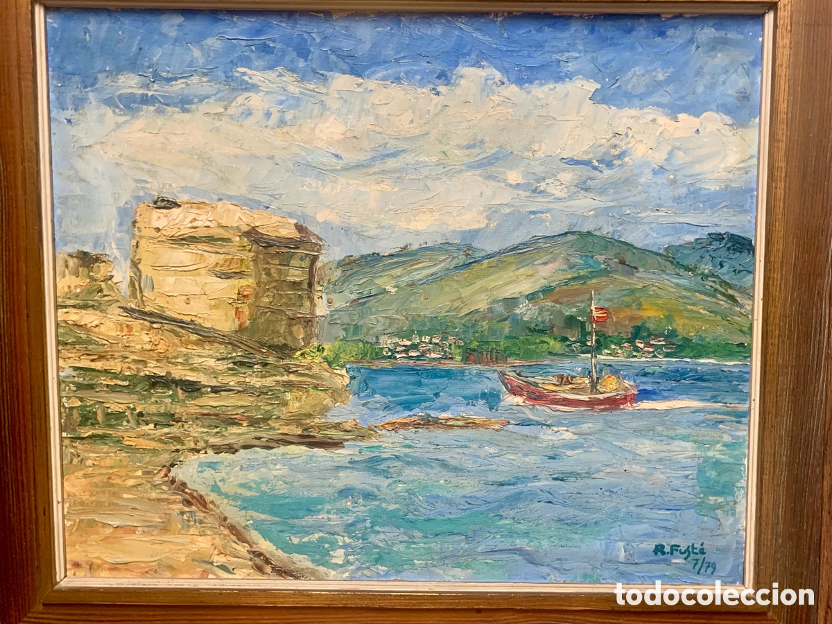 Arte: Ram&oacute;n Fuste, r&iacute;a d&rsquo; Arosa ( Coru&ntilde;a) julio de 1979, 45x47 obra y 57,5x49,5 marco