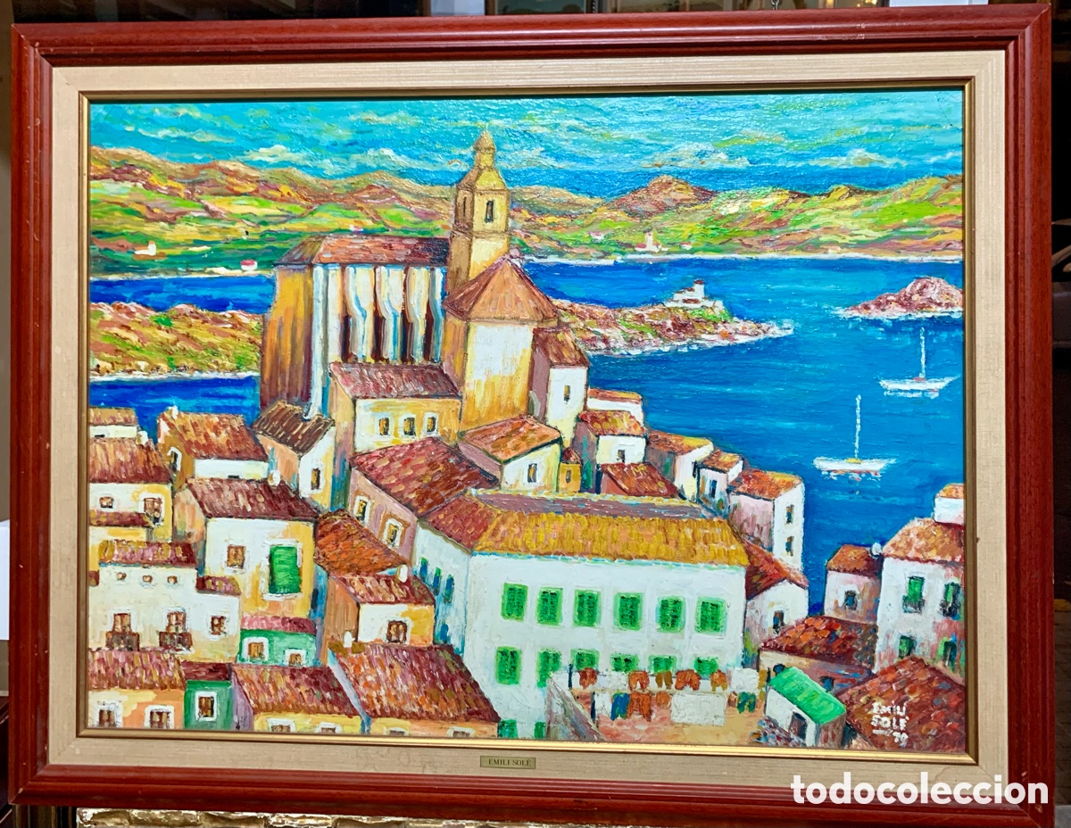 Arte: Emili Sol&eacute; , Cadaques 1979, 71,5x52,5 obra y 85x65,5 con marco