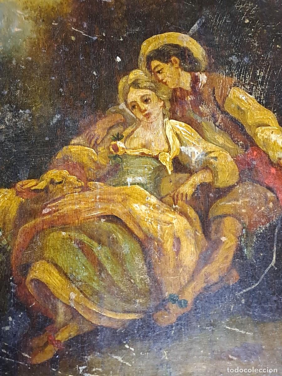 Arte: &Oacute;leo sobre tabla con escena rom&aacute;ntica - Foto 2
