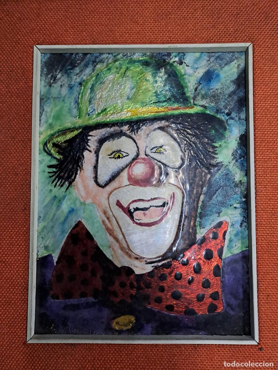 Arte: &Oacute;leo sobre esmalte escena Payaso - Foto 1
