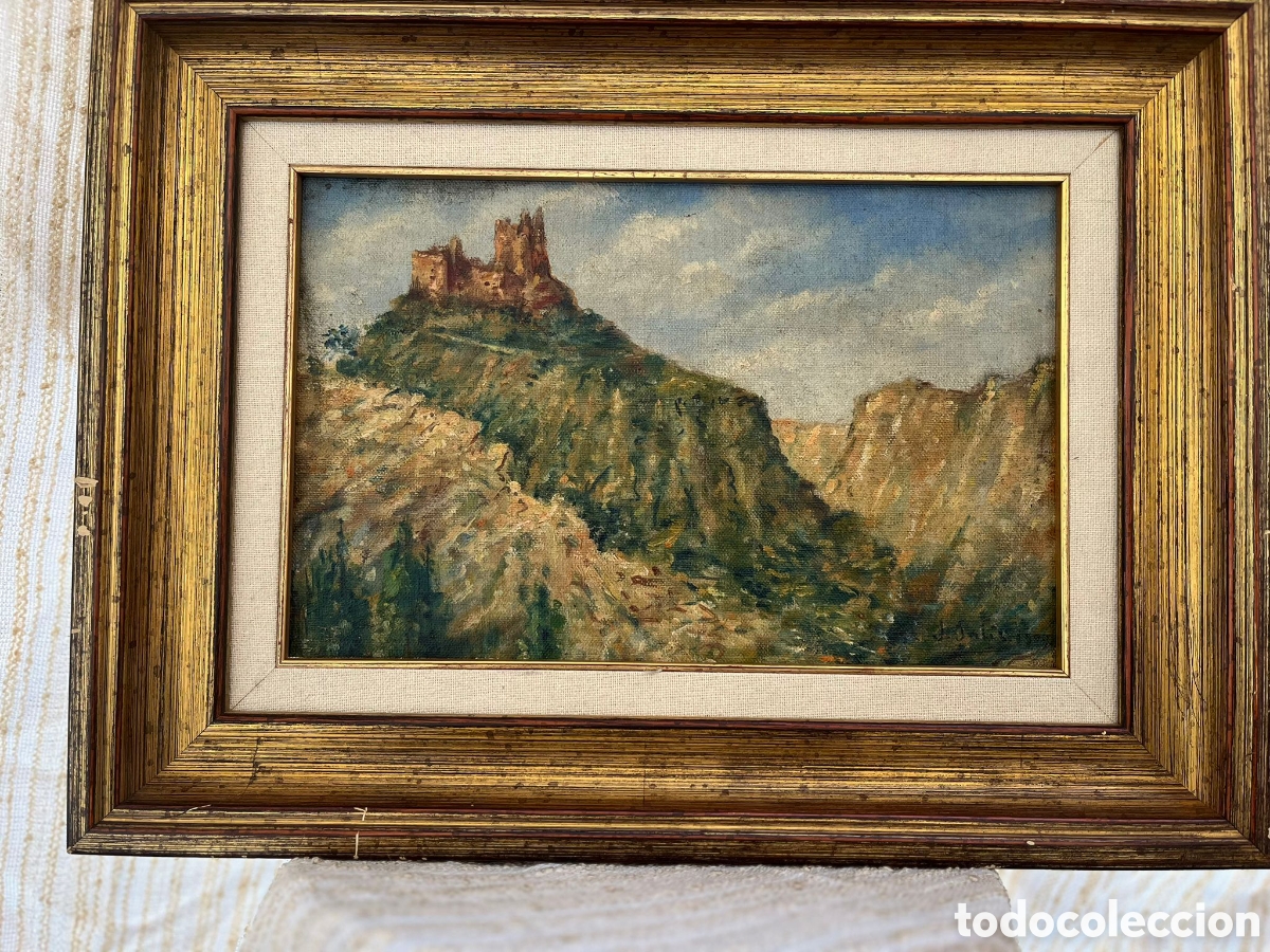 Kunst: Oleo sobre lienzo. Paisaje con castillo.