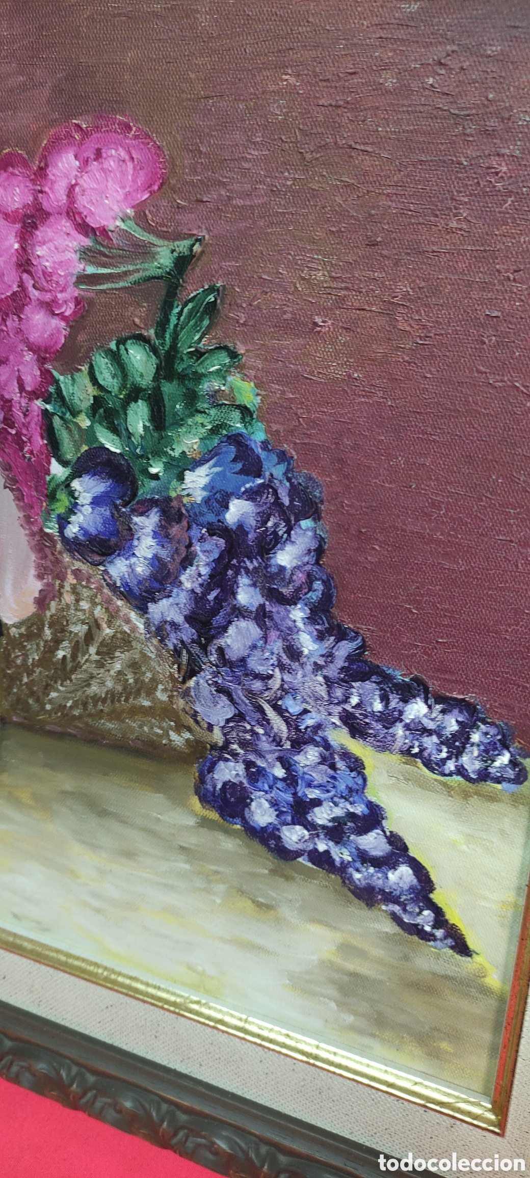 Arte: Cuadro, Oleo anonimo cesto de flores - Foto 3