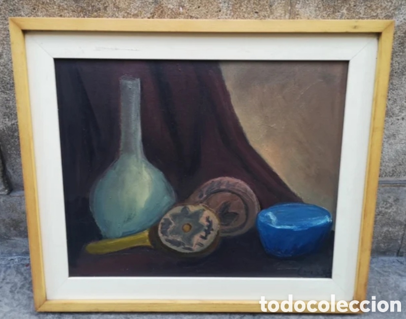 Arte: Cuadro oleo bodeg&oacute;n cer&aacute;mica maraca