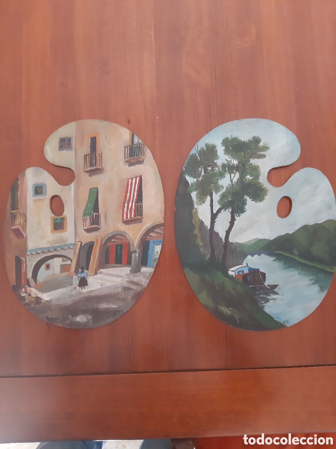 Arte: 2 &oacute;leos sobre tablas de pintor - Foto 1