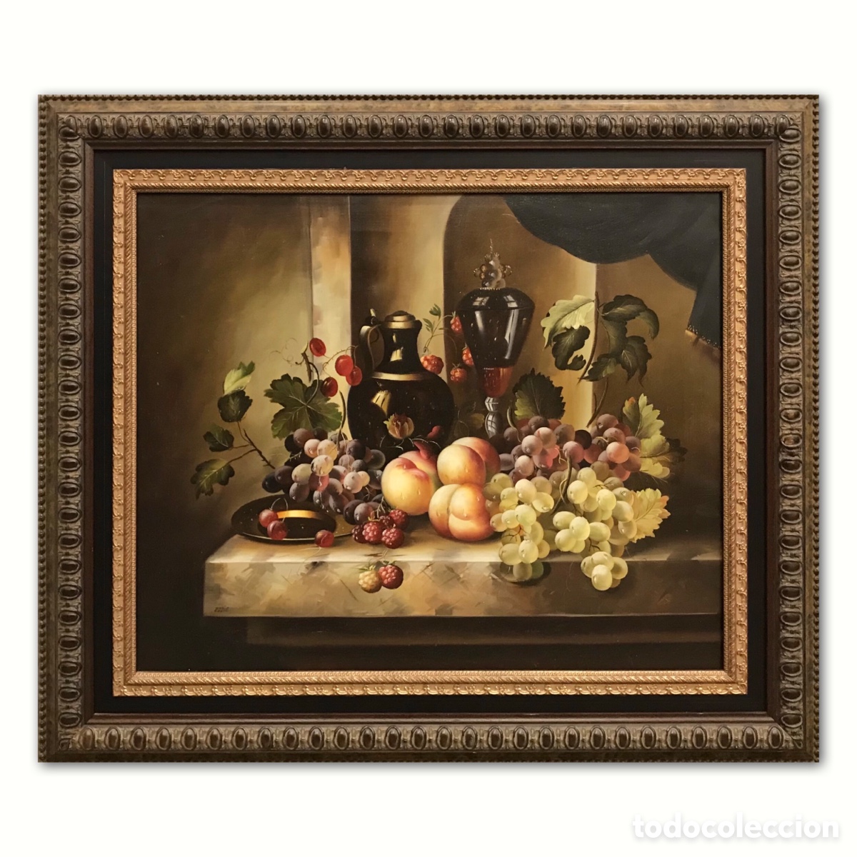 Arte: &rdquo;Bodeg&oacute;n Cl&aacute;sico con Frutas y Jarrones&rdquo; Eddie, segunda mitad del S.XX