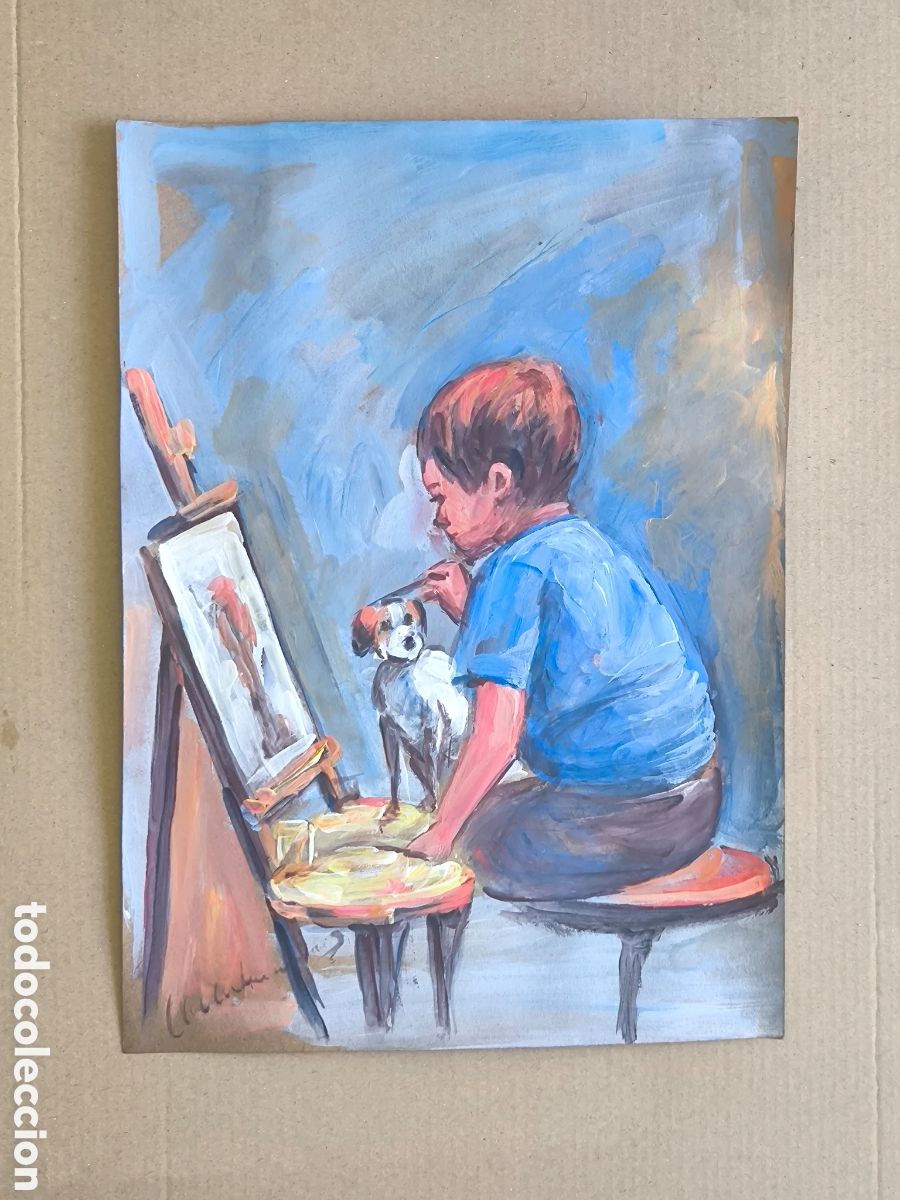 Kunst: Ni&ntilde;o pintando ( original )