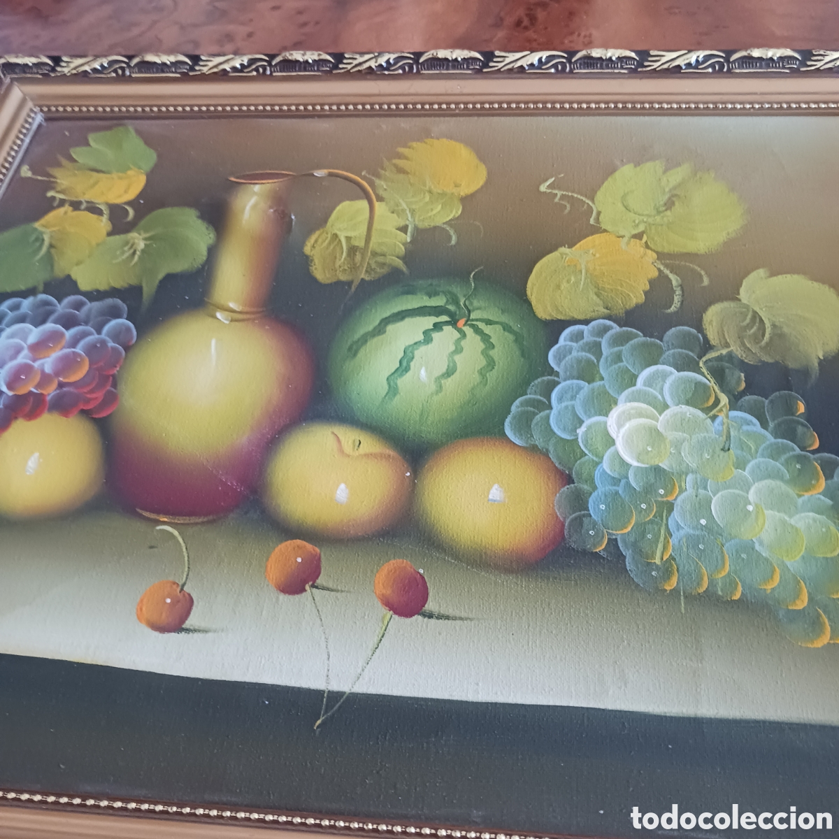 Arte: &Oacute;leo antiguo de bodeg&oacute;n de frutas - Foto 2