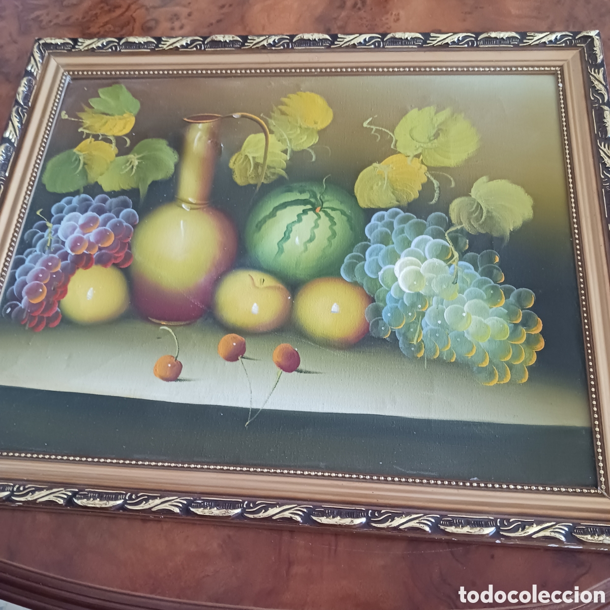 Arte: &Oacute;leo antiguo de bodeg&oacute;n de frutas - Foto 3