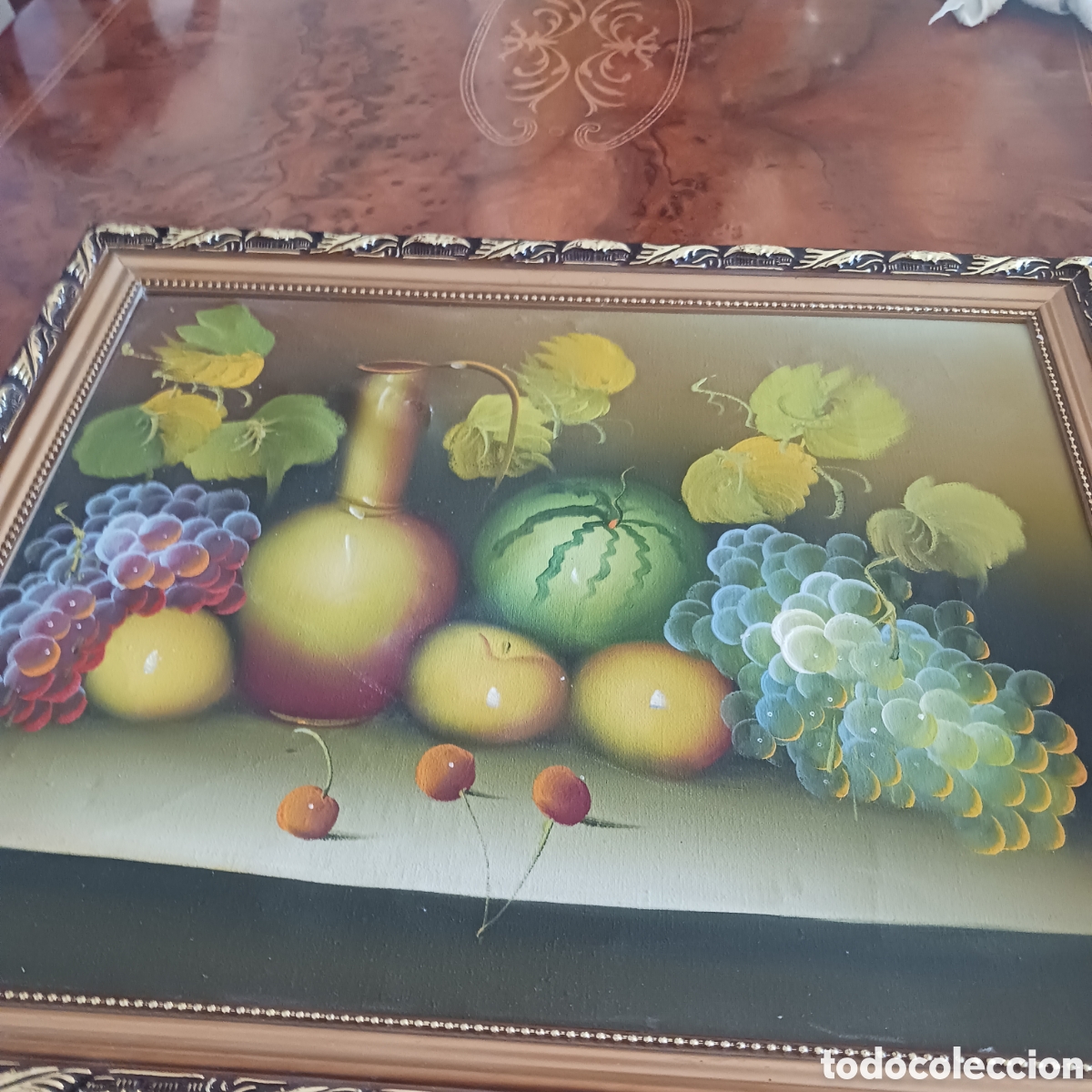 Arte: &Oacute;leo antiguo de bodeg&oacute;n de frutas - Foto 1