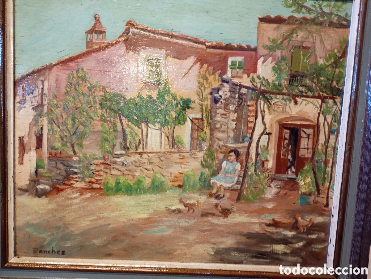 Kunst: Pintura bonito viejo &oacute;leo decorativo firmado Sanchez