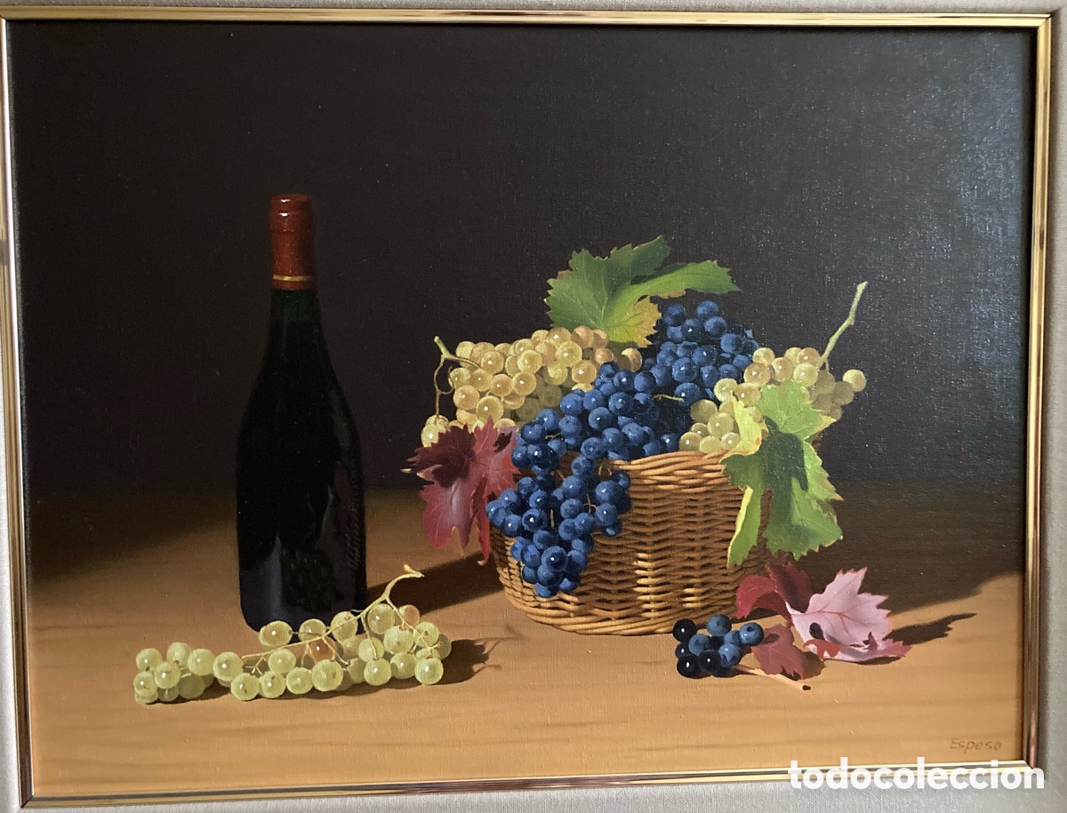 Arte: Bodeg&oacute;n con uvas del pintor Vallisoletano Espeso - Foto 2
