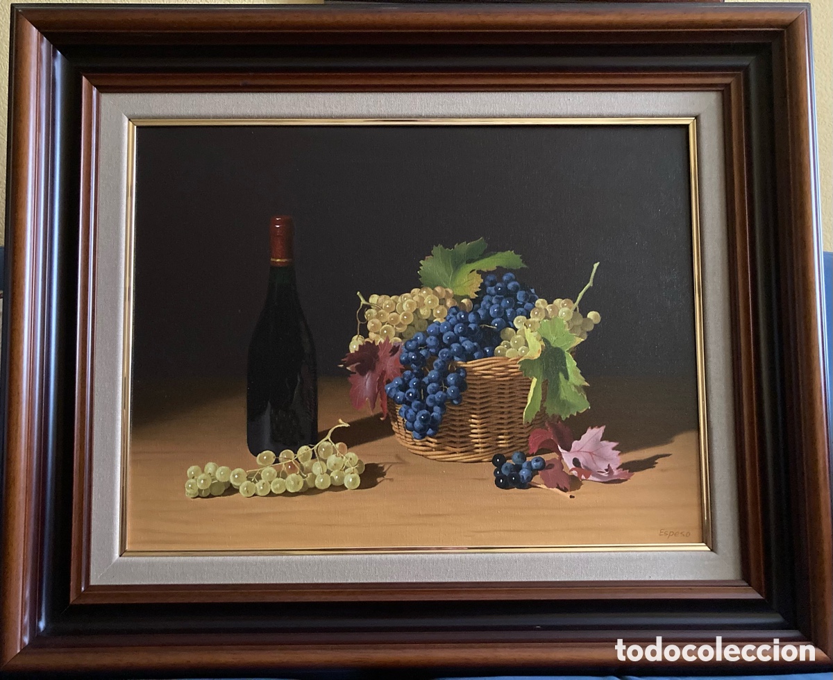Arte: Bodeg&oacute;n con uvas del pintor Vallisoletano Espeso - Foto 3