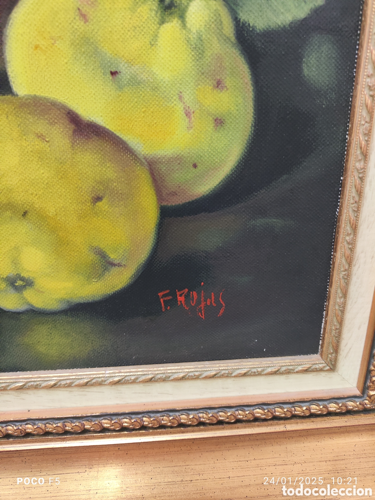 Arte: BODEG&Oacute;N SOBRE OLEO JARRA Y MEMBRILLOS - Foto 3