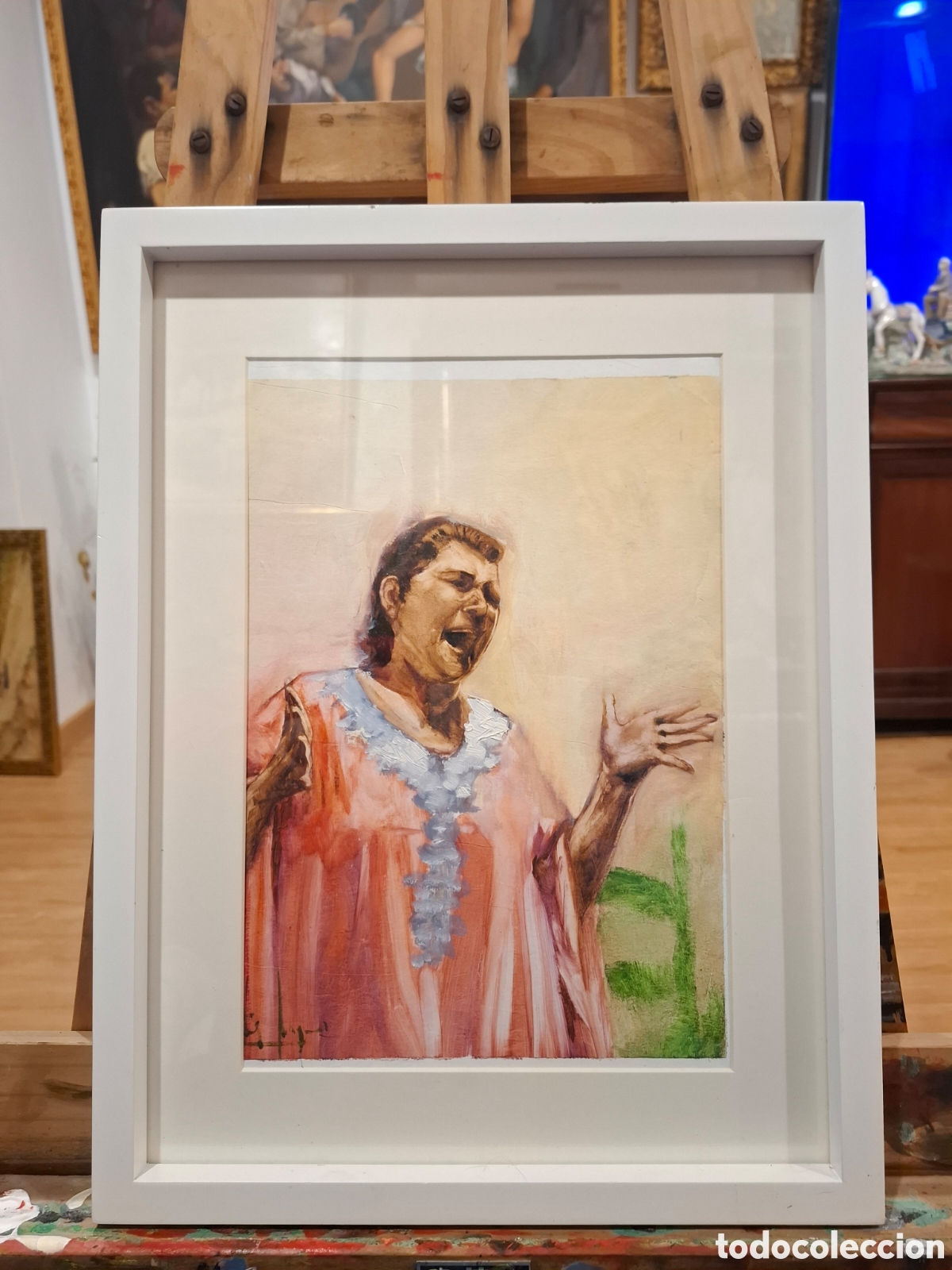 Arte: Oleo de gitana cantando 43x33 luis marquez - Foto 1