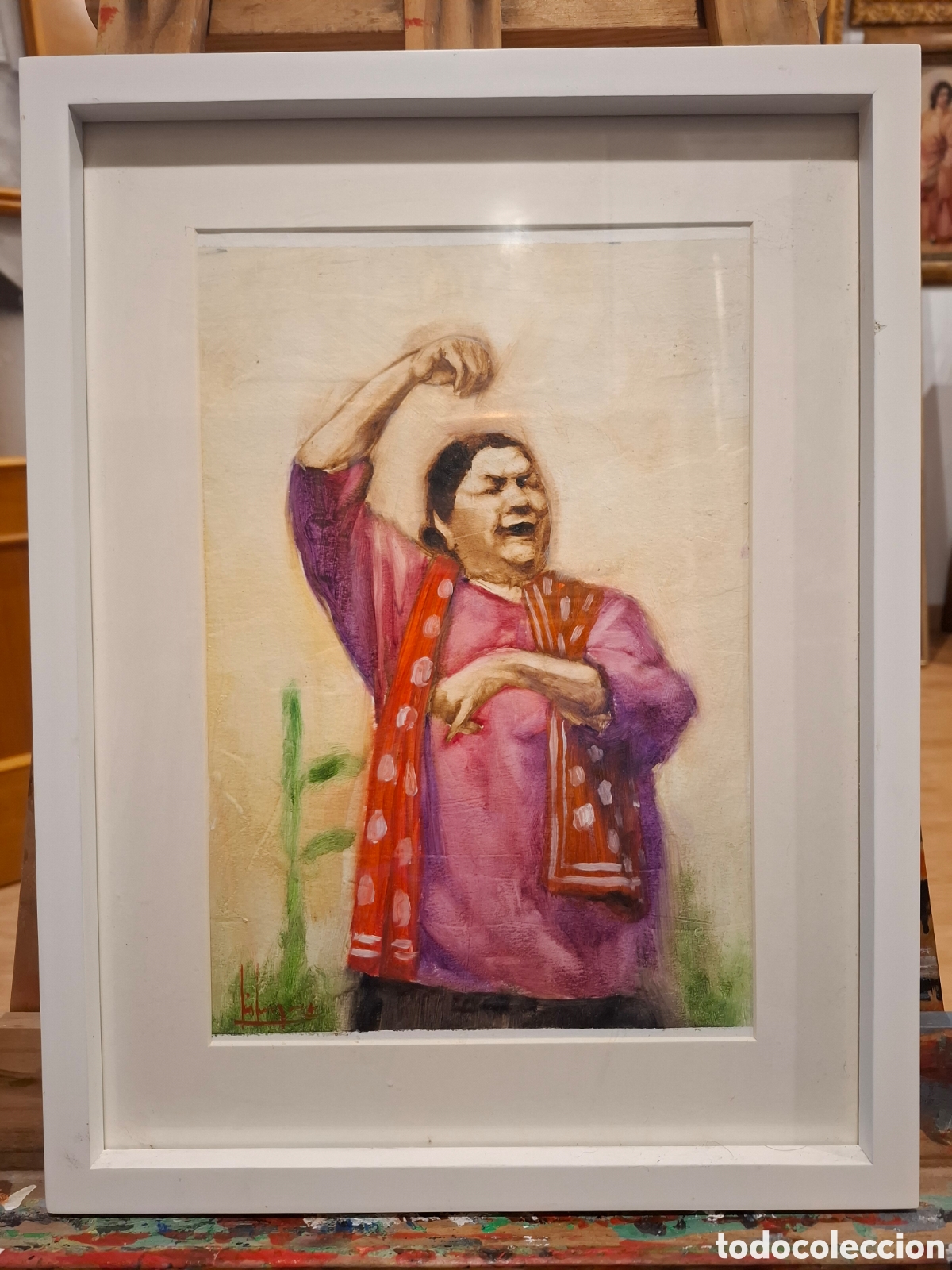 Arte: Oleo gitana bailando luis marquez 43x33 - Foto 1