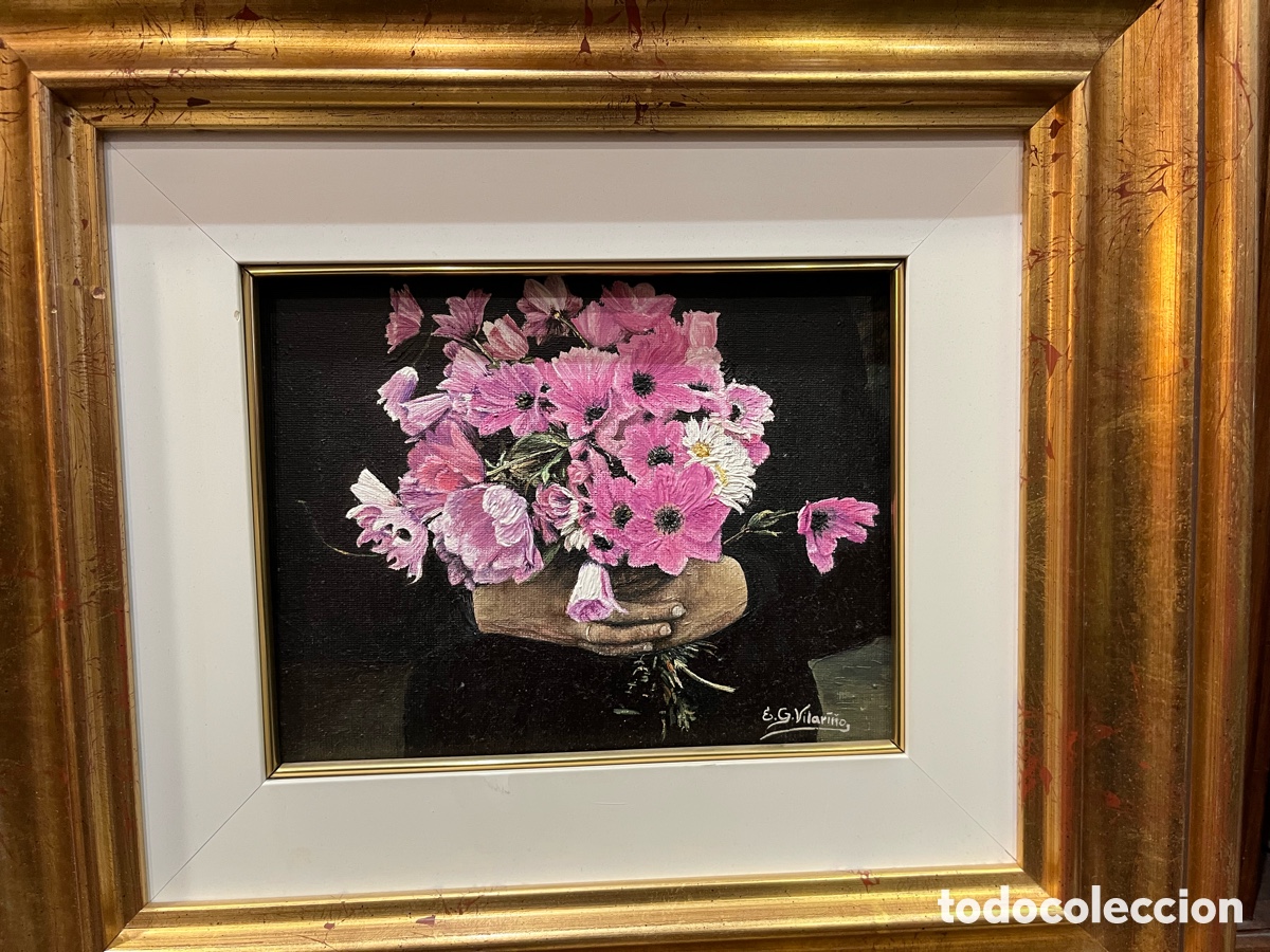 Arte: Ramo de flores. &Oacute;leo en lienzo - Foto 2