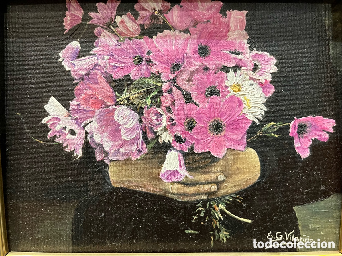 Arte: Ramo de flores. &Oacute;leo en lienzo - Foto 1