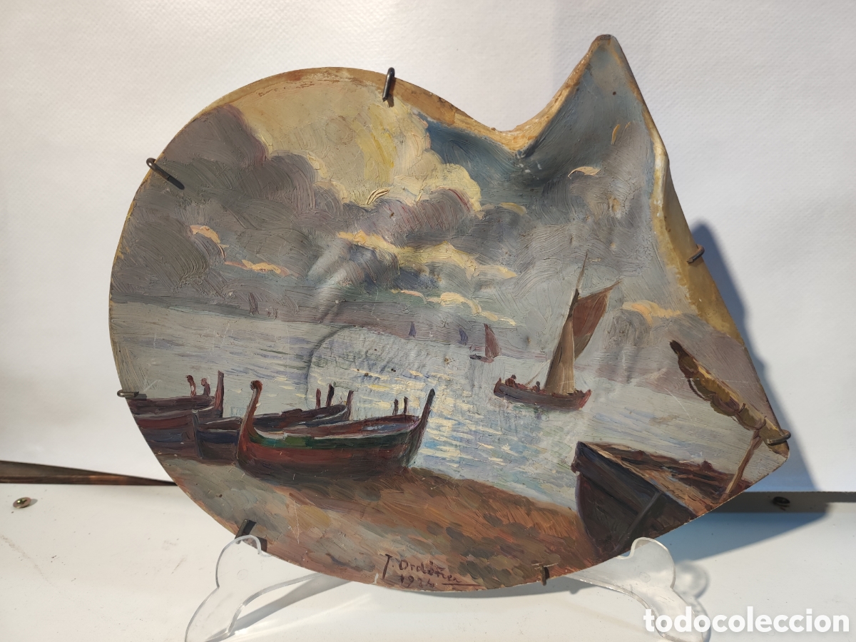 Kunst: Conchas nacar pintada &oacute;leo 1924 fdo.