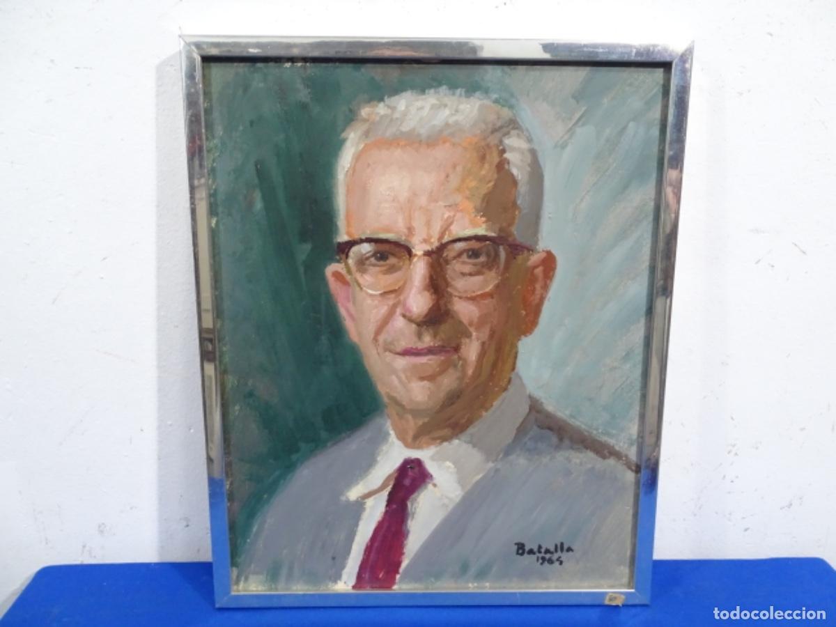 Arte: &Oacute;LEO SOBRE TABLEX PEDRO BATALLA. AUTORRETRATO 1964. PIEZA COLECCIONISTA.