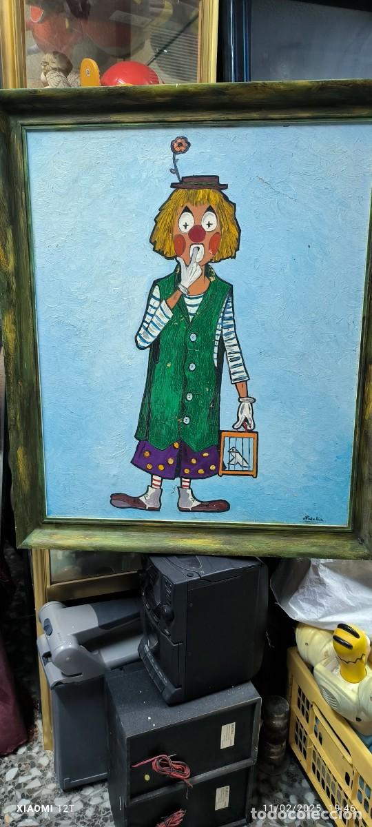Arte: CUADRO PAYASO AL OLEO FIRMADO - Foto 1