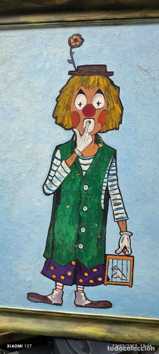 Arte: CUADRO PAYASO AL OLEO FIRMADO - Foto 2