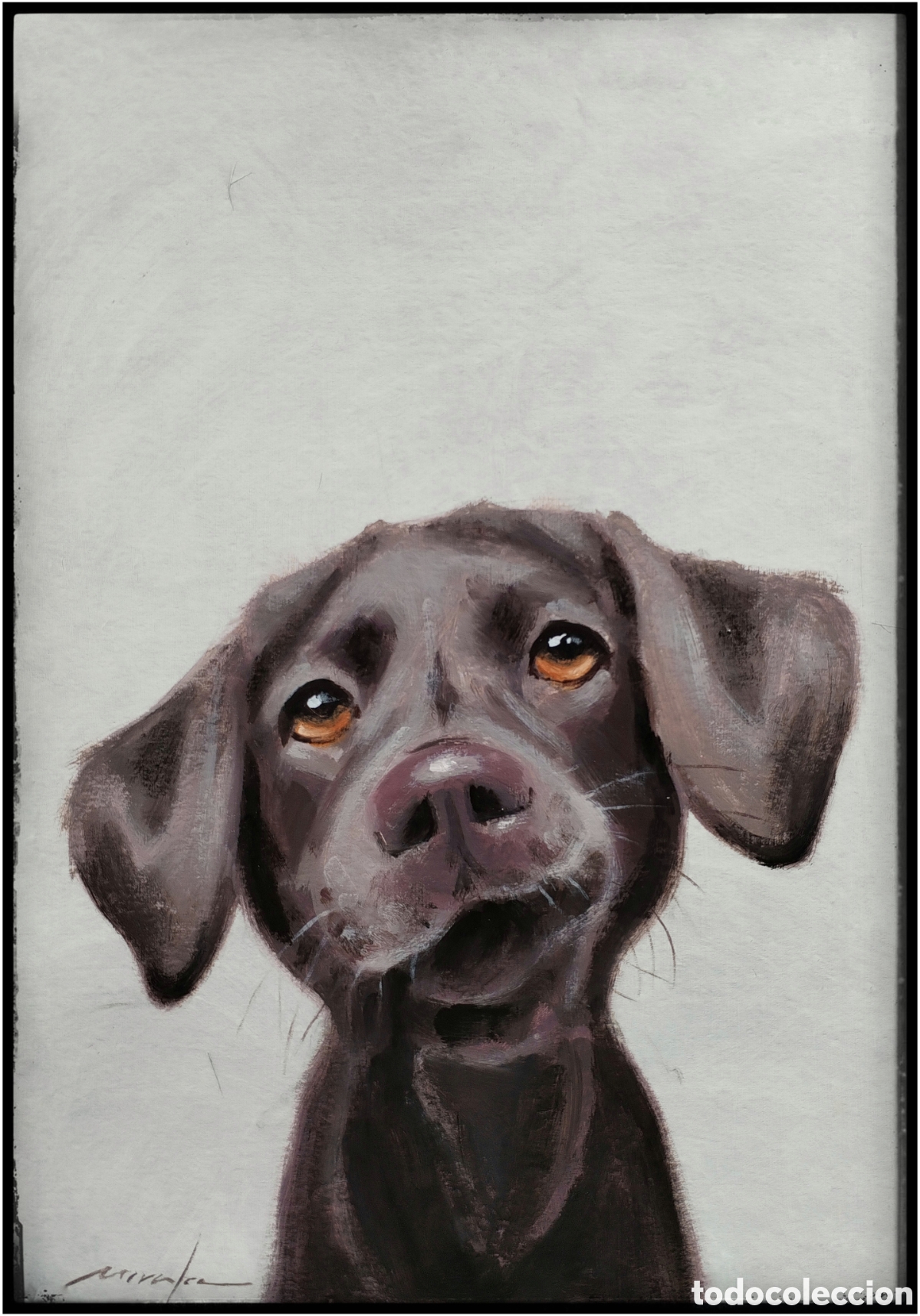 Arte: &Oacute;leo sobre papel ( cachorro) - Foto 1