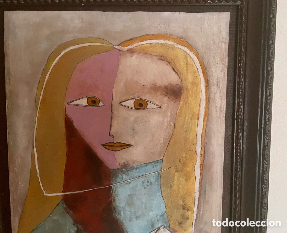 Arte: Mujer rubia pintada sobre tabla - Foto 3