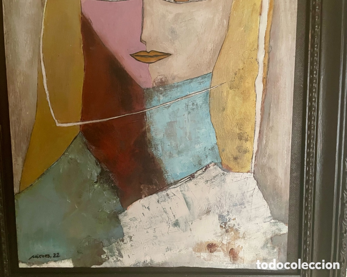 Arte: Mujer rubia pintada sobre tabla - Foto 4