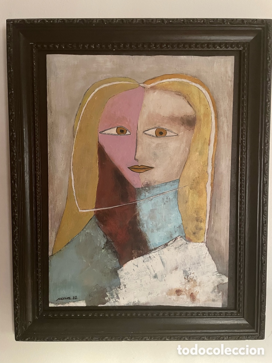 Arte: Mujer rubia pintada sobre tabla - Foto 5