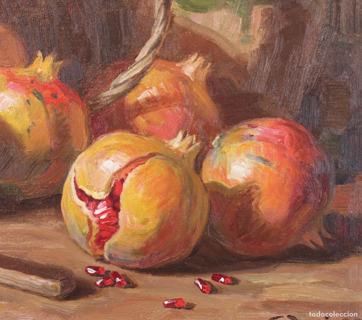 Arte: Francisco Domingo Castell&aacute; (1920-2011) &ndash; Bodeg&oacute;n de granadas y cesta - Foto 3