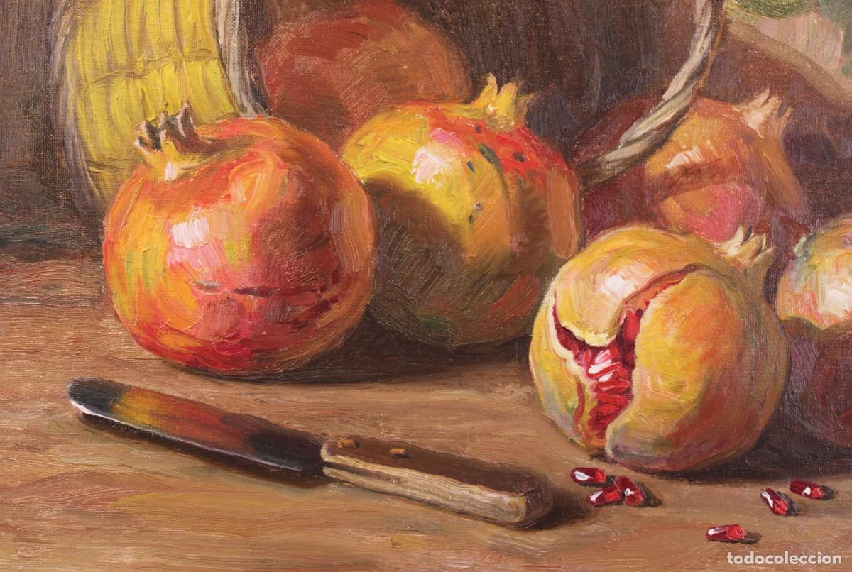 Arte: Francisco Domingo Castell&aacute; (1920-2011) &ndash; Bodeg&oacute;n de granadas y cesta - Foto 4