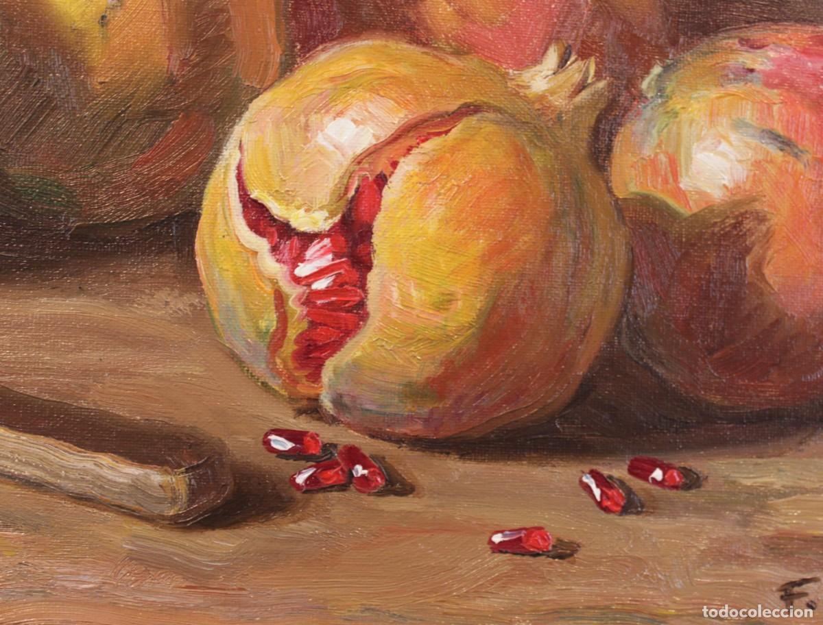 Arte: Francisco Domingo Castell&aacute; (1920-2011) &ndash; Bodeg&oacute;n de granadas y cesta - Foto 5