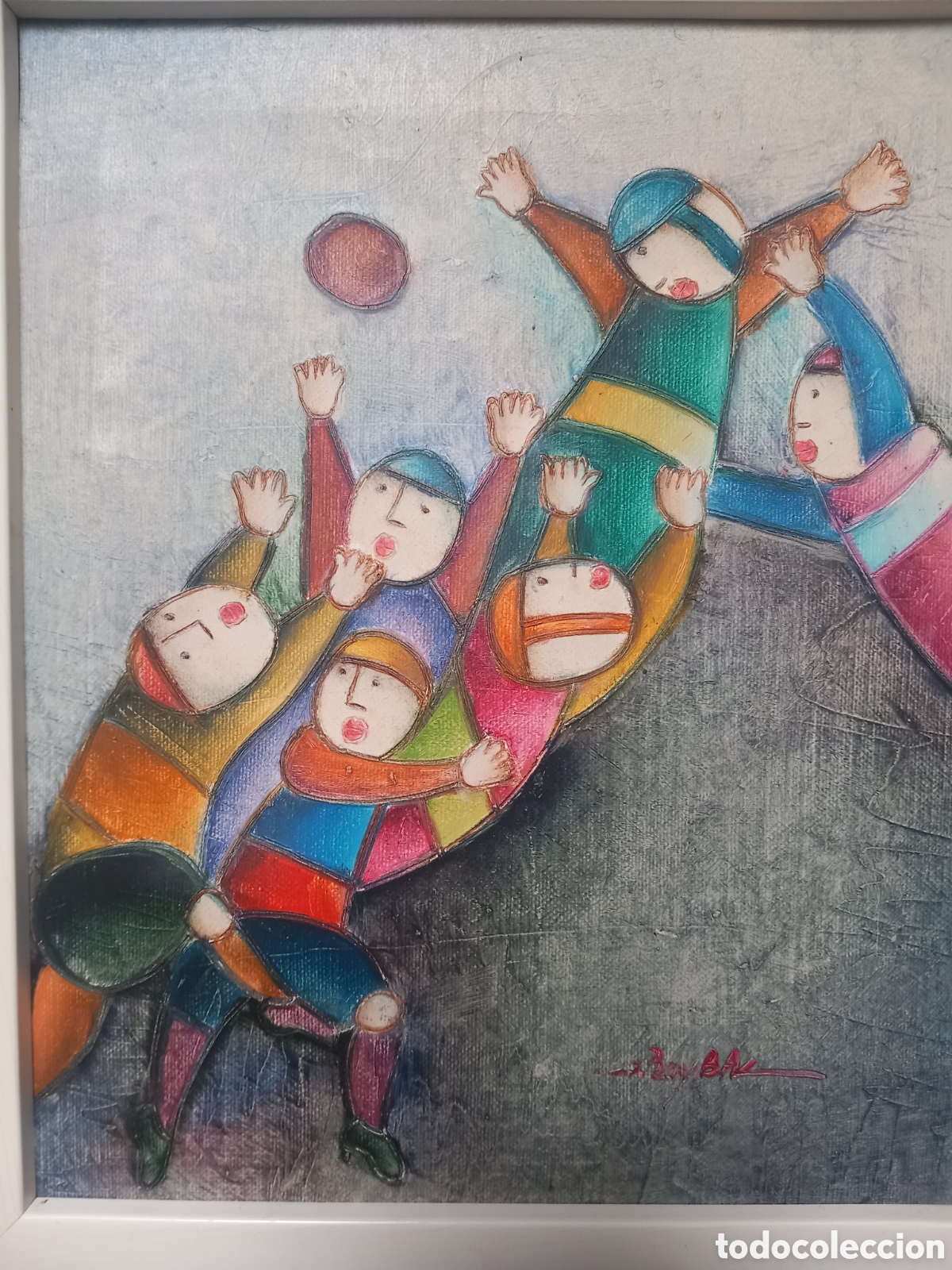 Kunst: Jugadores de rugby. Pintura infantil.