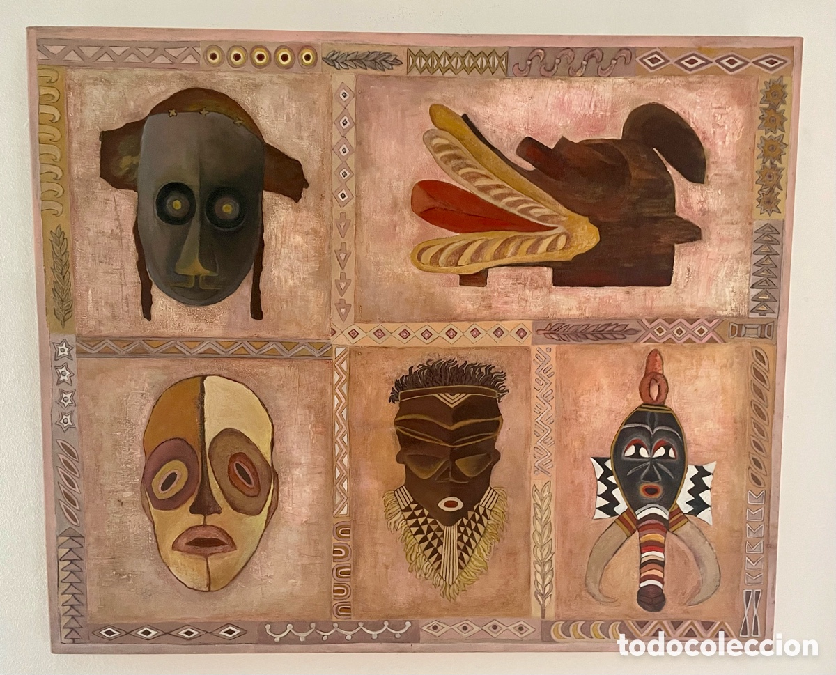 Arte: M&aacute;scaras africanas. Oleo. - Foto 1