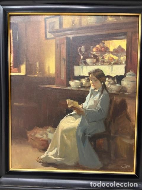 Arte: Cuadro Jos&eacute; Bardasano - Mujer Leyendo - Foto 3