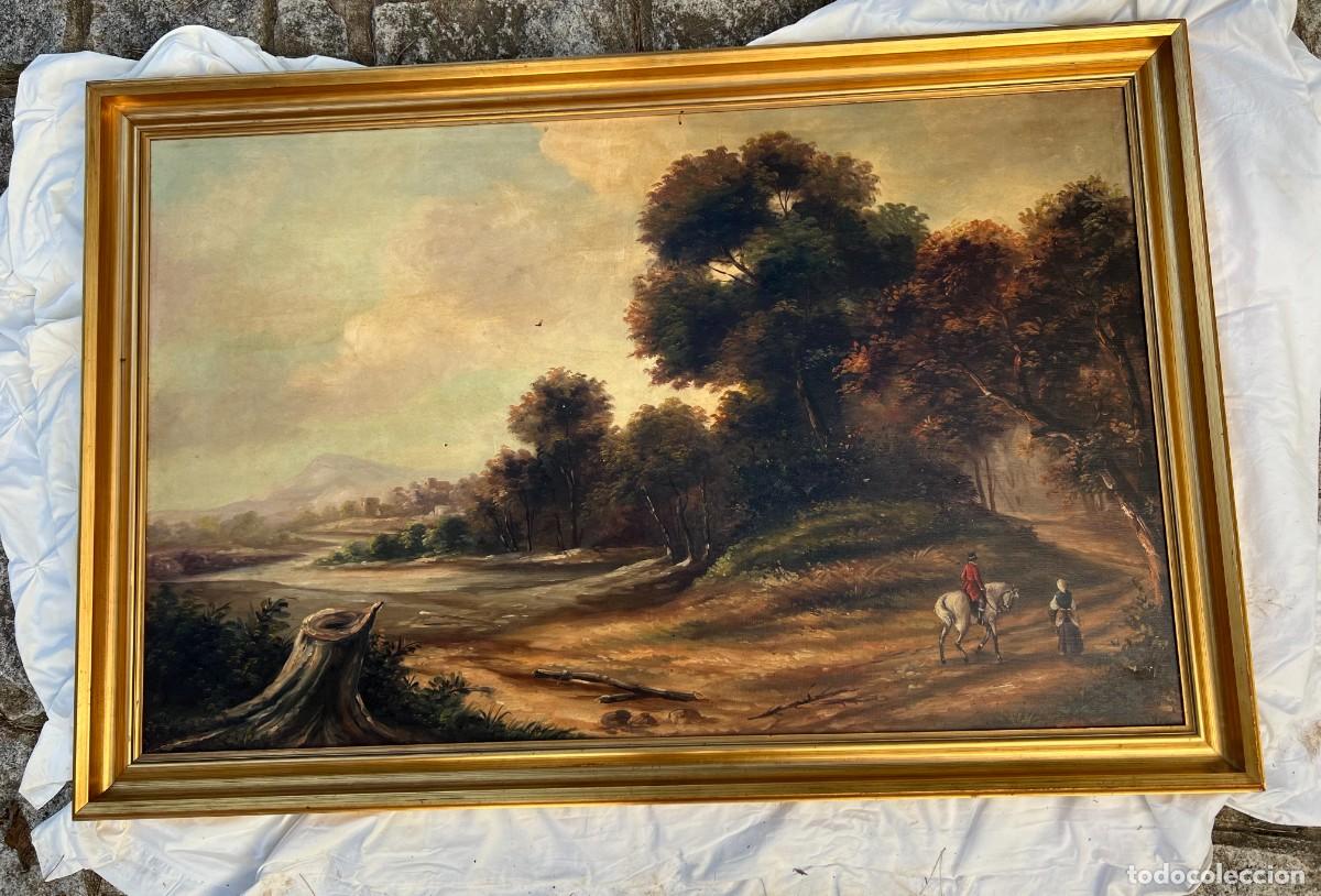 Art: Cuadro costumbrista con escena de caza de autor desconocido
