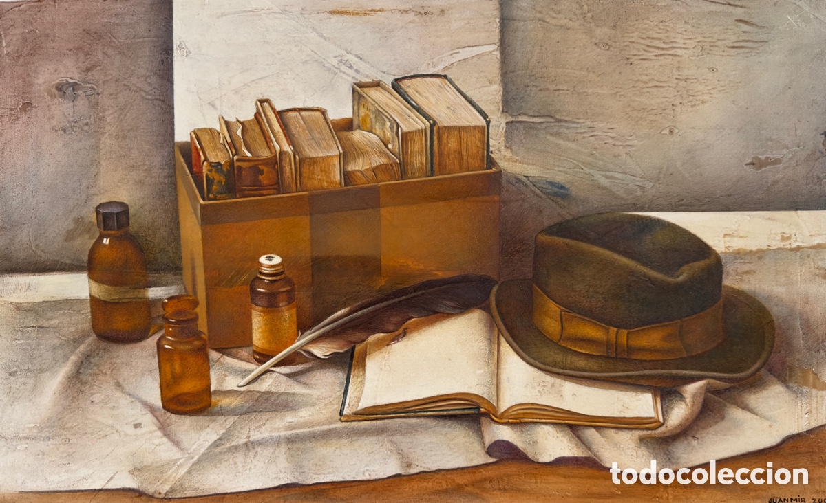 Arte: Oleo sombrero y libros Juan Mir - Foto 1