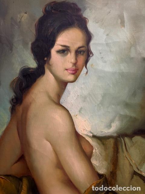 Arte: &Oacute;leo sobre lienzo Mujer de Lado - Foto 1