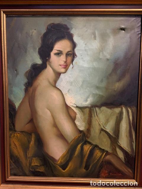 Arte: &Oacute;leo sobre lienzo Mujer de Lado - Foto 3