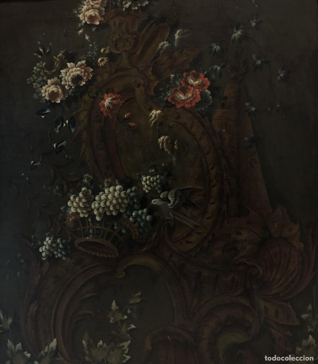 Arte: gran florero luis xv, marco rococo de epoca - Foto 2