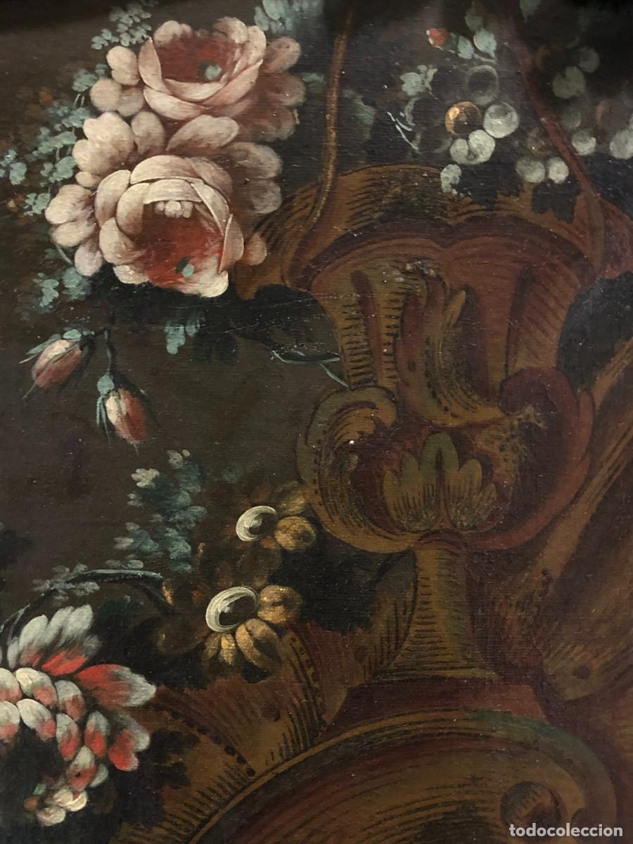 Arte: gran florero luis xv, marco rococo de epoca - Foto 7