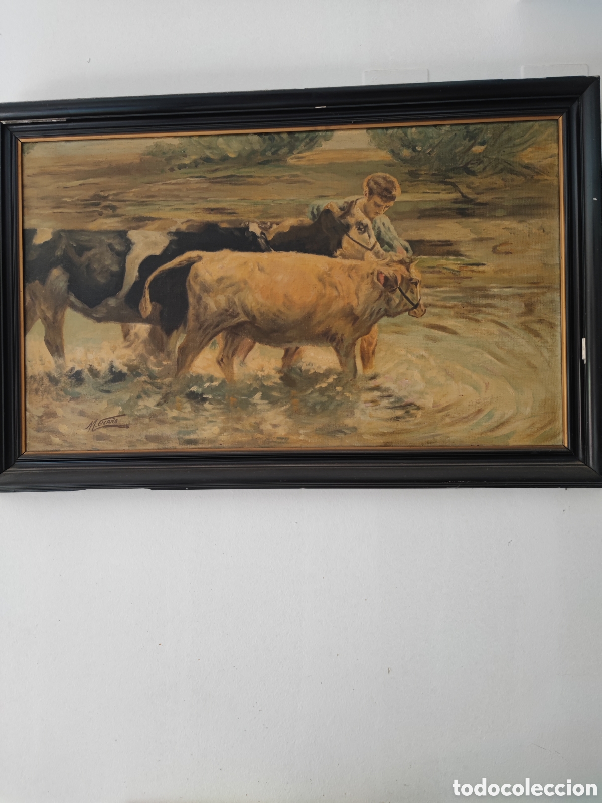 Arte: Dando de beber a las vacas en el rio - Foto 1