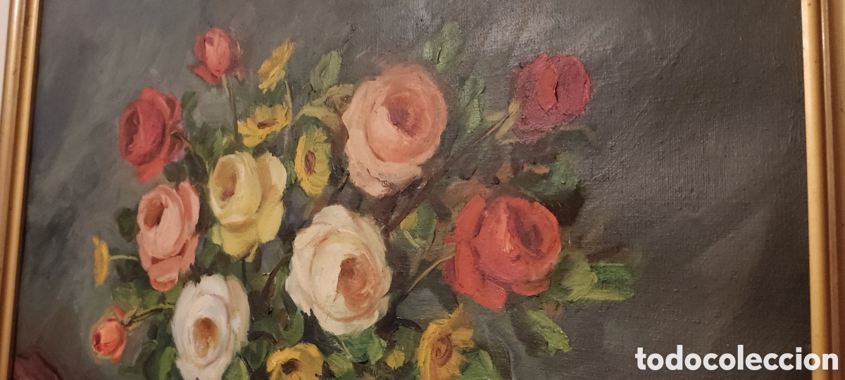 Arte: Bodeg&oacute;n floral de G. Karolyi con marco - Foto 2